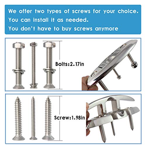 VEITHI 316 Stainless Steel Boat Folding Cleat 6 inch, Flip up Dock Cleat for Deck and Boat, Boat Tie Down Cleats Dock Cleats Folding Cleat Rope Cleat Pop Up Cleat Boat Cleats with Fasteners (1 Pack) - Image 3