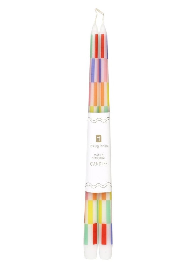 Talking Tables 2 x Colorful Checkered Tapered Tall Dinner Candles Made of Wax, Stylish Table Decorations Table Centrepieces, Summer Decor. Eco Packaging, Unscented, Burn Time 5 Hours, 10inches - Image 5