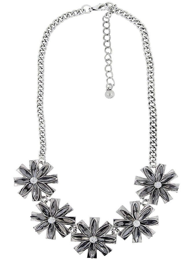 ZIVOM® Flower Grey Crystal Antique Oxidised Afghani Bohemian Tribal Slver Necklace Girls Women - Image 2