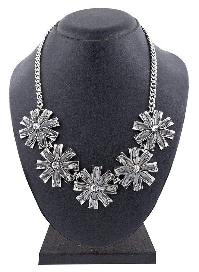 ZIVOM® Flower Grey Crystal Antique Oxidised Afghani Bohemian Tribal Slver Necklace Girls Women - Image 3