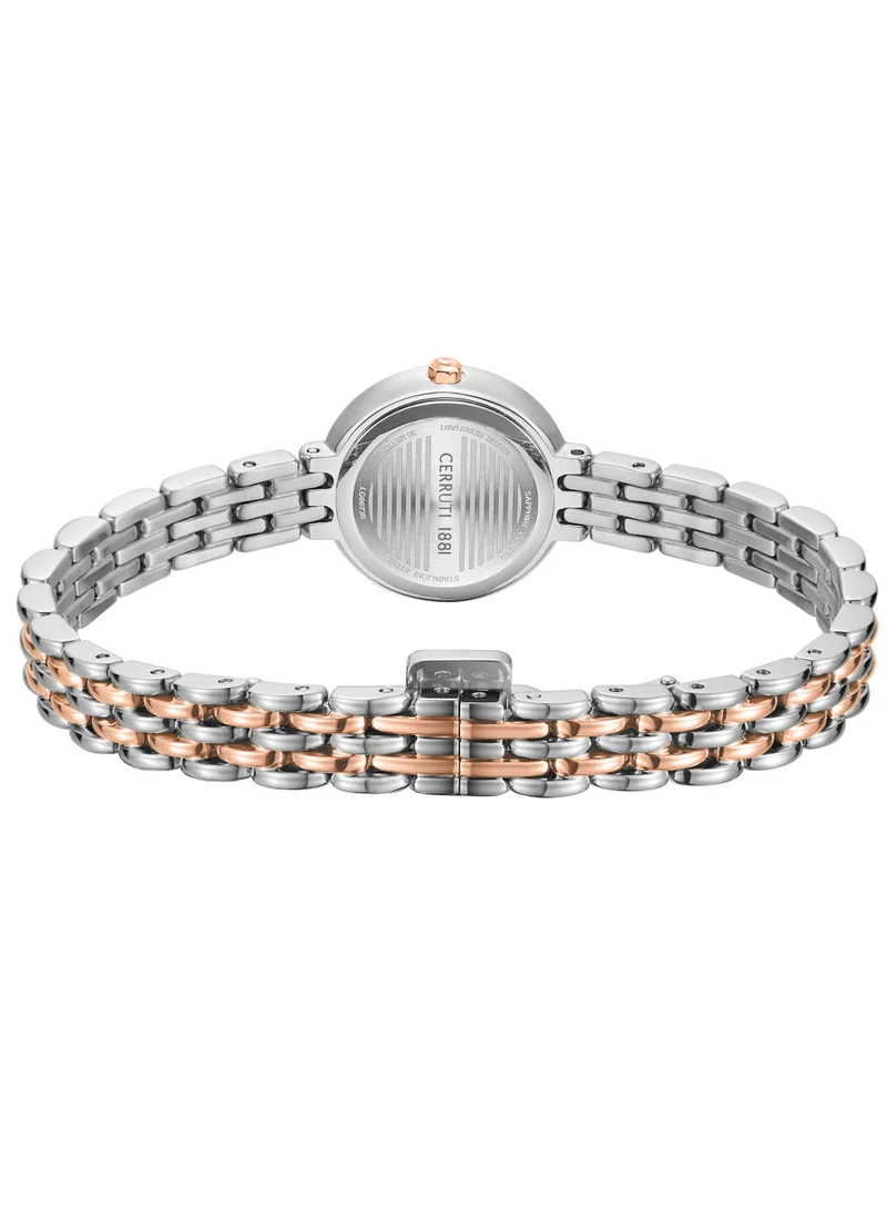 CERRUTI 1881 Women's Cerruti 1881 Matera Analog Women's Watch - White Mother of Pearl Dial, Crystal Embedded Topring, Two-Tone Bracelet