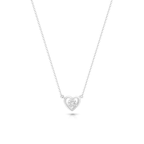 Zeffy Silver Necklace for Women Simple Tiny CZ Heart Pendant Cubic Zirconia Cute Love Necklaces Dainty Sterling Silver Diamond Necklace Heart Choker Trendy Minimalist Jewelry Gifts - Image 1