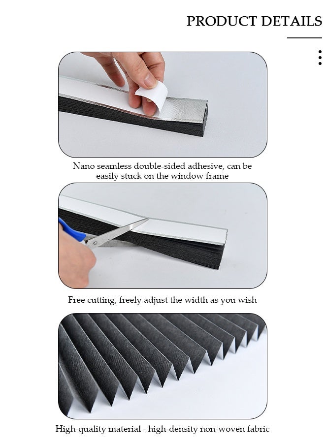 DUNISO No Drill Pleated Gray Window Shades, Self-Adhesive Temporary Blinds, Half-Blackout Privacy Curtain for Windows - Image 5