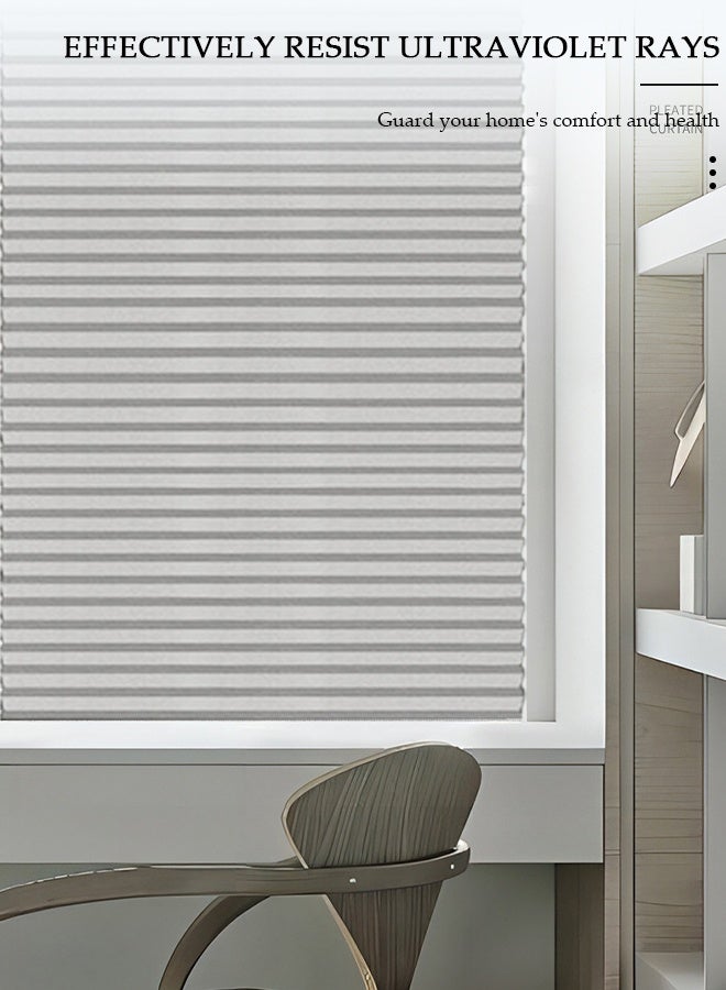 DUNISO No Drill Pleated Gray Window Shades, Self-Adhesive Temporary Blinds, Half-Blackout Privacy Curtain for Windows - Image 3