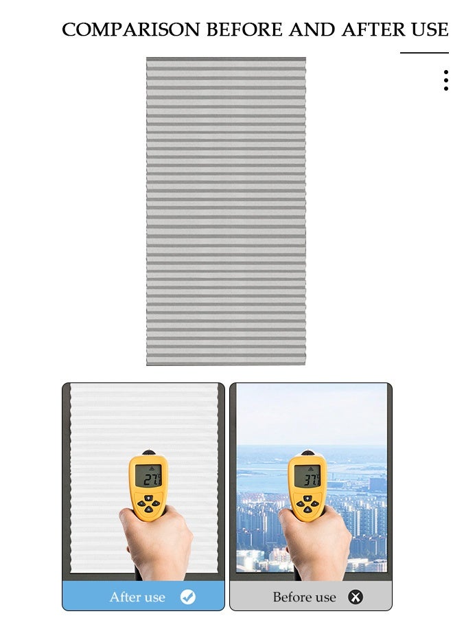 DUNISO No Drill Pleated Gray Window Shades, Self-Adhesive Temporary Blinds, Half-Blackout Privacy Curtain for Windows - Image 4
