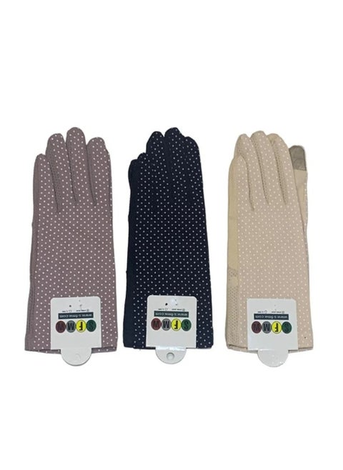 3 Pairs of Driving Gloves for Women that Protect from the Sun Rays with a Touch Finger for Using a Mobile Phone