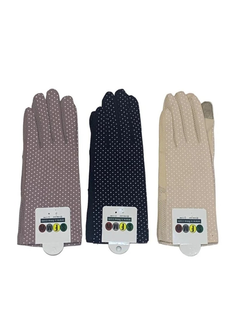 SFMW - 3 Pairs of Driving Gloves for Women that Protect from the Sun Rays with a Touch Finger for Using a Mobile Phone - Image 1