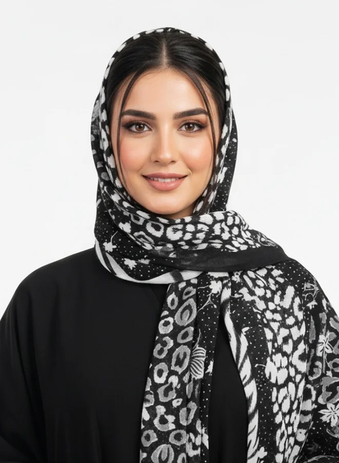 عبايات لمحة طرحة زيبرا بلاك – شيفون بطابع حيوي راقٍ