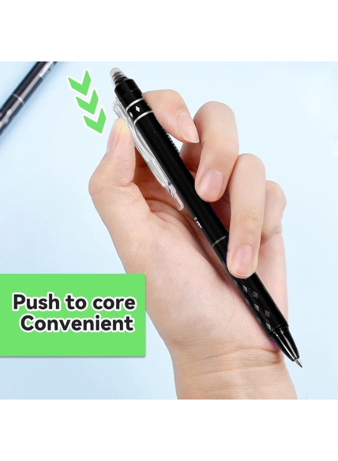 SYOSI Erasable Gel Pen Set, 0.5mm Fine Point Pens with Eraser Tips, Refillable Smooth Writing Pens for Light Corrections, Comfortable Grip, Eco-Friendly Pen for School & Office (Black Ink, 6-Pack) - Image 4
