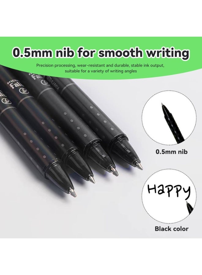 SYOSI Erasable Gel Pen Set, 0.5mm Fine Point Pens with Eraser Tips, Refillable Smooth Writing Pens for Light Corrections, Comfortable Grip, Eco-Friendly Pen for School & Office (Black Ink, 6-Pack) - Image 2