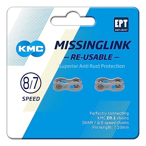 KMC Unisex's 7/8 Speed EPT MissingLink Joining Link, Dark Silver, 7.1mm (2 Pairs) - Image 1