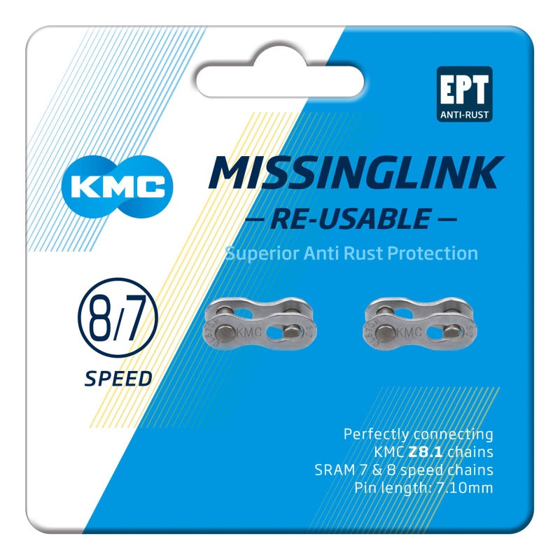 KMC Unisex's 7/8 Speed EPT MissingLink Joining Link, Dark Silver, 7.1mm (2 Pairs) - Image 5