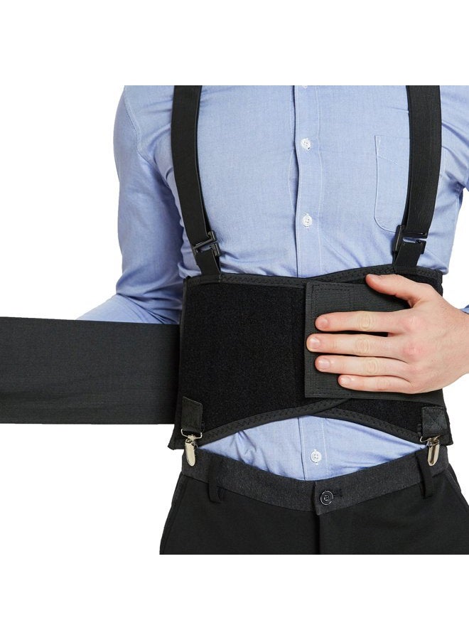 NeoTech Care Lumbar Brace with Removable Pants Clips & Detachable Suspenders - Back Support Belt - Adjustable, Light, Breathable - Shoulder Holsters - Work, Posture (Black, Size M) - Image 1