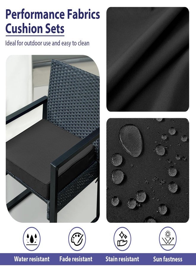 IPYNBAP Outdoor Chair Cushions Set of 4,Waterproof Outdoor Seat Cushions for Patio Furniture,Patio Chair Cushion with Handle and Ties, Square Out Door Chair Pads,19" x 19" x 3", Black - Image 3