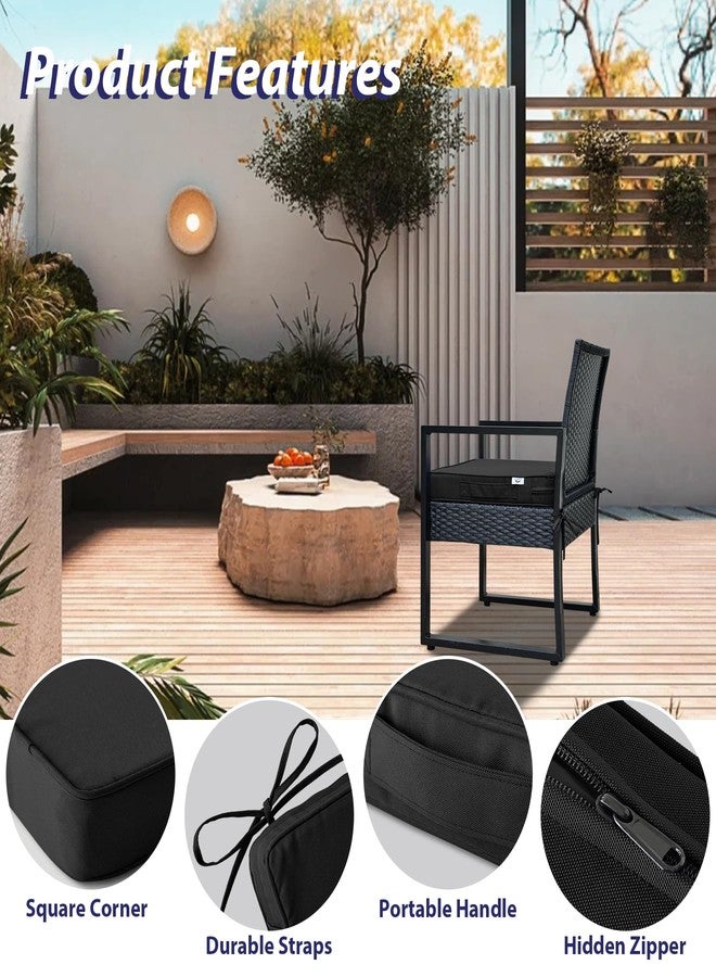 IPYNBAP Outdoor Chair Cushions Set of 4,Waterproof Outdoor Seat Cushions for Patio Furniture,Patio Chair Cushion with Handle and Ties, Square Out Door Chair Pads,19" x 19" x 3", Black - Image 5