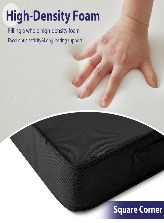 IPYNBAP Outdoor Chair Cushions Set of 4,Waterproof Outdoor Seat Cushions for Patio Furniture,Patio Chair Cushion with Handle and Ties, Square Out Door Chair Pads,19" x 19" x 3", Black - Image 4