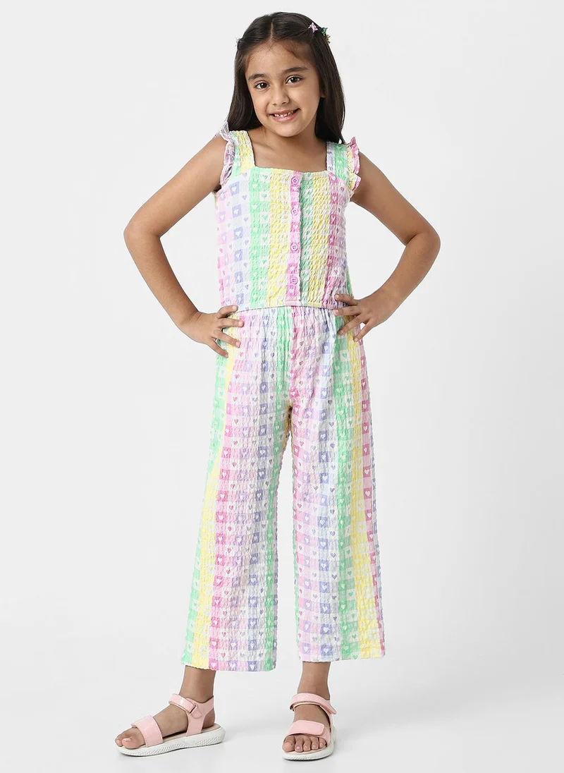 Nautinati Nautinati Girls' Heart Prints Crop Top and Pants Coord Set