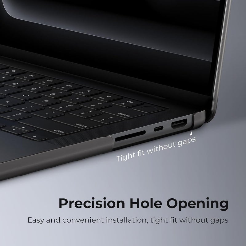 إيوكو حافظة متوافقة مع MacBook Pro 14 بوصة M5 2026 2025-2021، A3426 A3427 A3434 M4 A3112 A3185 A3401 M3 A2918 A2992 M2 A2779 M1 A2442 Pro/Max، غطاء صلب شفاف فائق النحافة - أسود منتصف الليل - Image 5