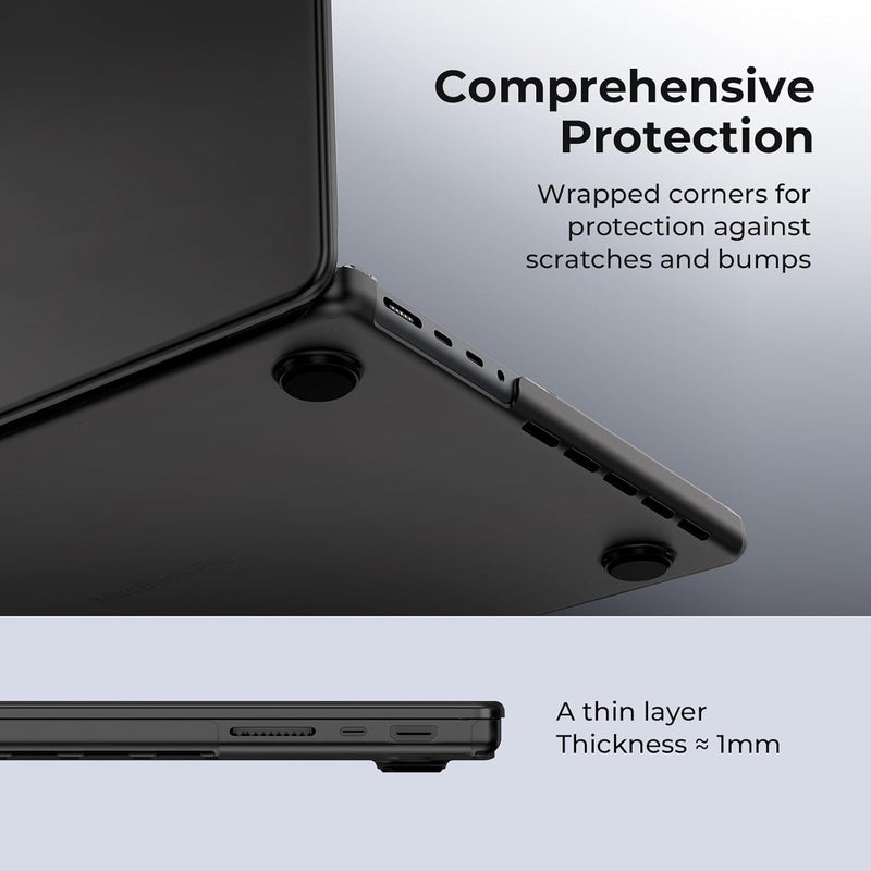 إيوكو حافظة متوافقة مع MacBook Pro 14 بوصة M5 2026 2025-2021، A3426 A3427 A3434 M4 A3112 A3185 A3401 M3 A2918 A2992 M2 A2779 M1 A2442 Pro/Max، غطاء صلب شفاف فائق النحافة - أسود منتصف الليل - Image 3