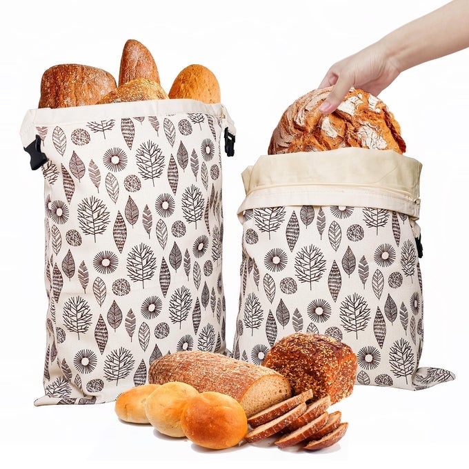 REUSABLE BEESWAX BREAD BAGS FOR FREEZER REFRIGERATOR 1713 NATURAL BEESWAXLINED COTTON STORAGE BAGS AIRTIGHT FRESHNESS KEEPER FOR HOMEMADE BAKERY ESSENTIALS 2 PACK