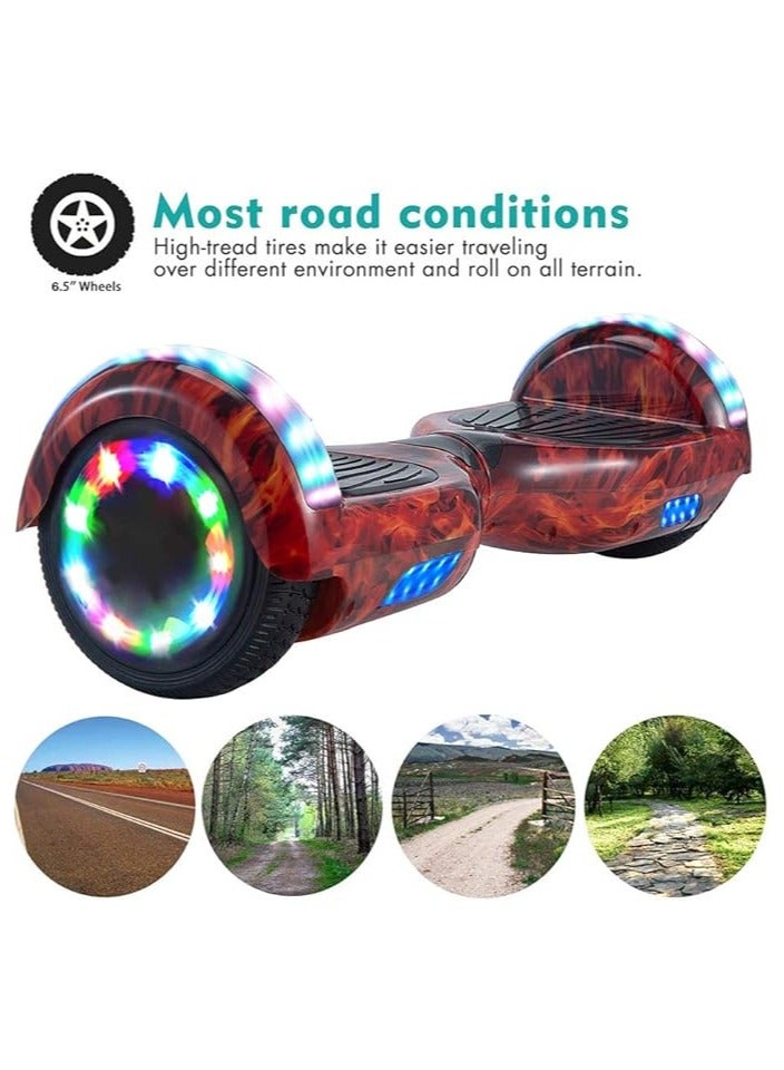 لوح تزلج هوفر بورد 6.5 بوصة - بلوتوث - طاقة 700 واط - إضاءة LED - لوح تزلج ذاتي التوازن - لوح توازن لجميع التضاريس للبالغين - هدية رخيصة للأطفال - أحمر لهبي - Image 5