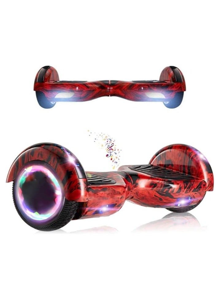لوح تزلج هوفر بورد 6.5 بوصة - بلوتوث - طاقة 700 واط - إضاءة LED - لوح تزلج ذاتي التوازن - لوح توازن لجميع التضاريس للبالغين - هدية رخيصة للأطفال - أحمر لهبي - Image 1