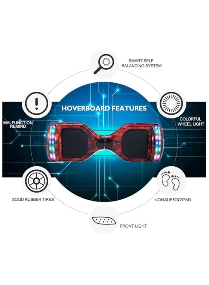 لوح تزلج هوفر بورد 6.5 بوصة - بلوتوث - طاقة 700 واط - إضاءة LED - لوح تزلج ذاتي التوازن - لوح توازن لجميع التضاريس للبالغين - هدية رخيصة للأطفال - أحمر لهبي - Image 3