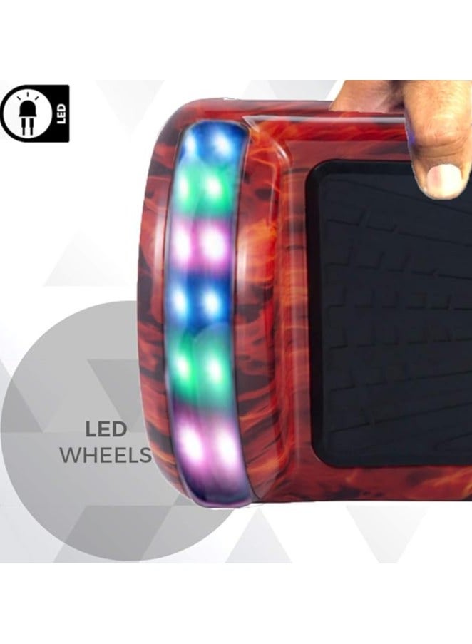 لوح تزلج هوفر بورد 6.5 بوصة - بلوتوث - طاقة 700 واط - إضاءة LED - لوح تزلج ذاتي التوازن - لوح توازن لجميع التضاريس للبالغين - هدية رخيصة للأطفال - أحمر لهبي - Image 4