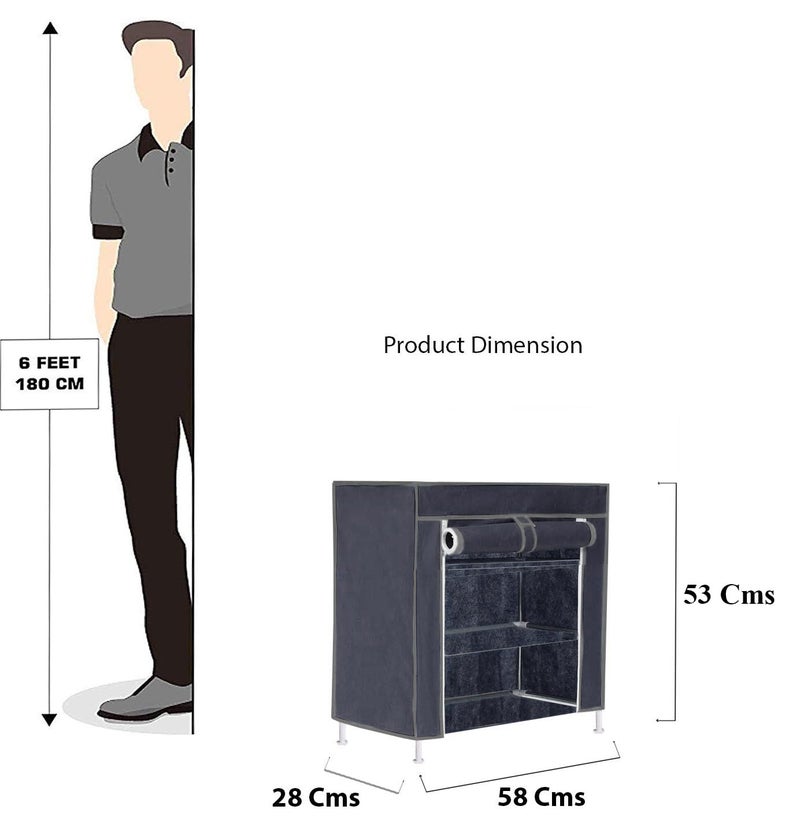 FLIPZON FLIPZON Premium 3Tiers Shoe RackMultipurpose Storage Rack with Dustproof Cover Small Black - Image 2