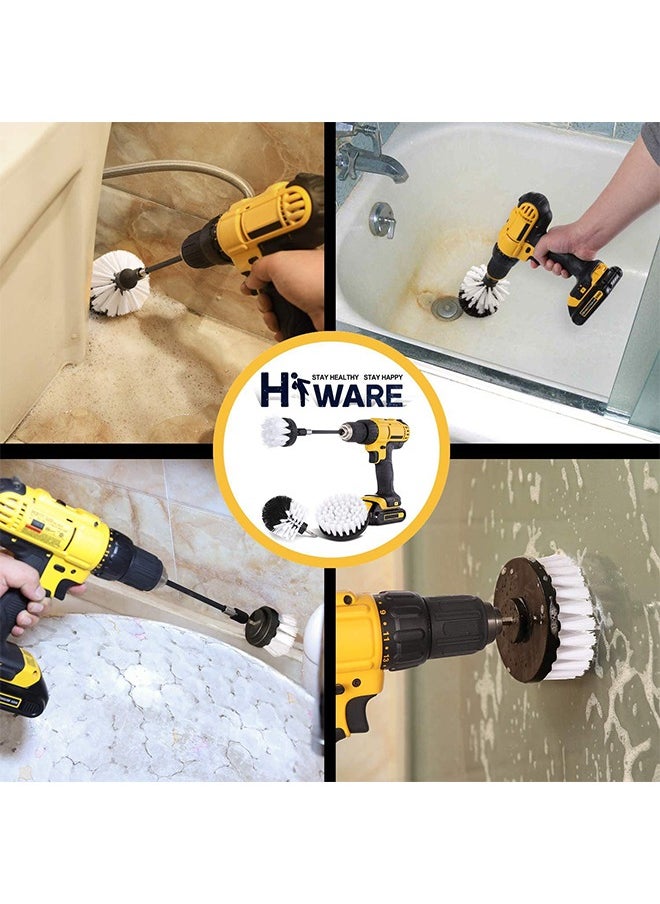 Soft White Drill Brush Attachment Set - Car Interior Detailing Kit, All Purpose Power Drill Brush with Extend Attachment for Car, Boat, Seat, Carpet, Upholstery, Bathroom, Grout, Floor and Tile