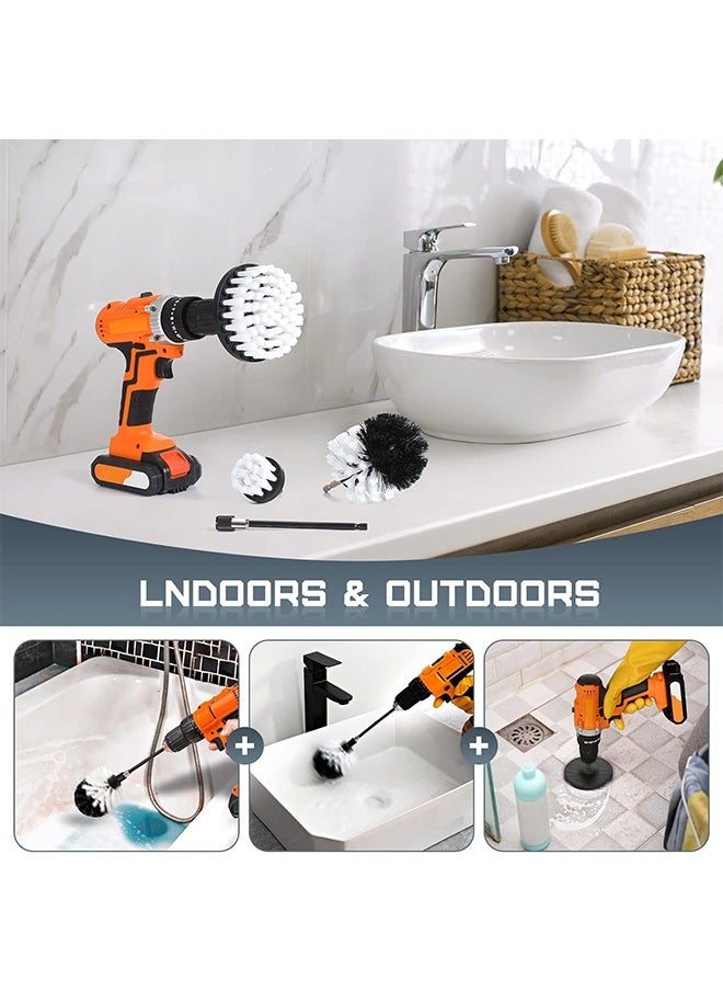 Soft White Drill Brush Attachment Set - Car Interior Detailing Kit, All Purpose Power Drill Brush with Extend Attachment for Car, Boat, Seat, Carpet, Upholstery, Bathroom, Grout, Floor and Tile
