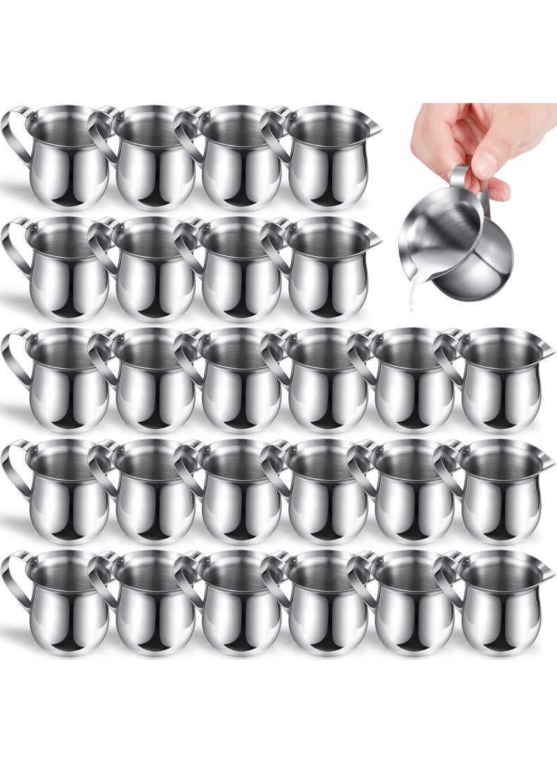 Potchen Potchen 24 Pack Stainless Steel Bell Creamers 3 Ounce Creamer Pitcher Mini Coffee Milk Pitchers with Handle and Pouring Spout Cups for Serving Espresso Tea Milk Maple Syrup Sauce 
