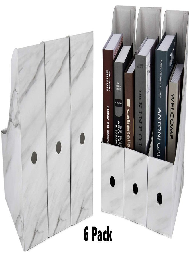 HUAPRINT Magazine Holder( 6 Pack, Marbling Gray) Cardboard Magazine File Holder-Folder Holder,Magazine Organizer,Document Organizer,Magazine Storage Box,With Labels - Image 2