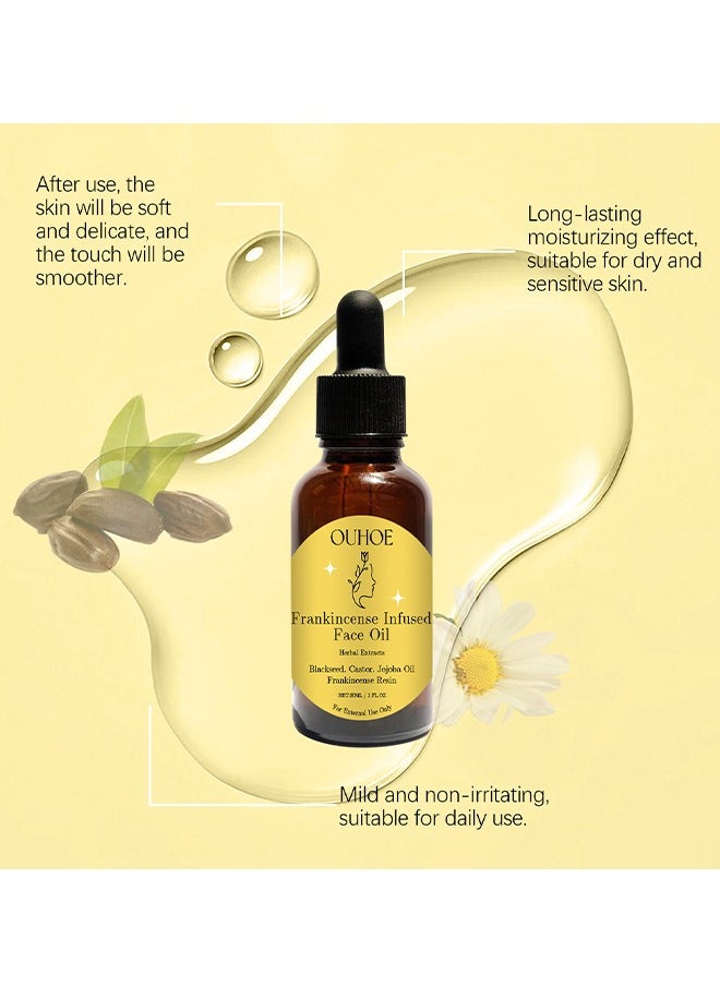 OUHOE Frankincense Infused face oil - Frankincense Resin Oil For Face,30ML Frankincense Resin Infused Oil For Face,Organic Black Seed Castor & Jojoba Oils,Frankincense Resin Oil Essential,Cold Pressed Serum Anti-Aging Wrinkle  - Image 3