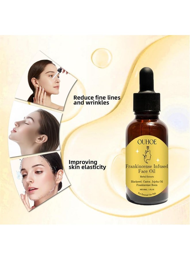 OUHOE Frankincense Infused face oil - Frankincense Resin Oil For Face,30ML Frankincense Resin Infused Oil For Face,Organic Black Seed Castor & Jojoba Oils,Frankincense Resin Oil Essential,Cold Pressed Serum Anti-Aging Wrinkle  - Image 2