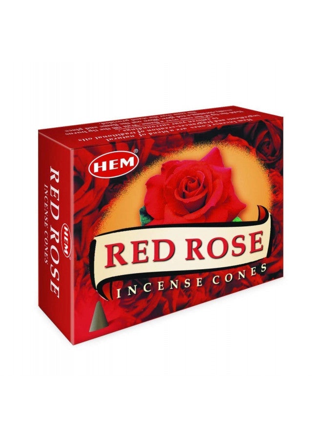 Hem Red Rose - Case Of 12 Boxes, 10 Cones Each - Incense From India