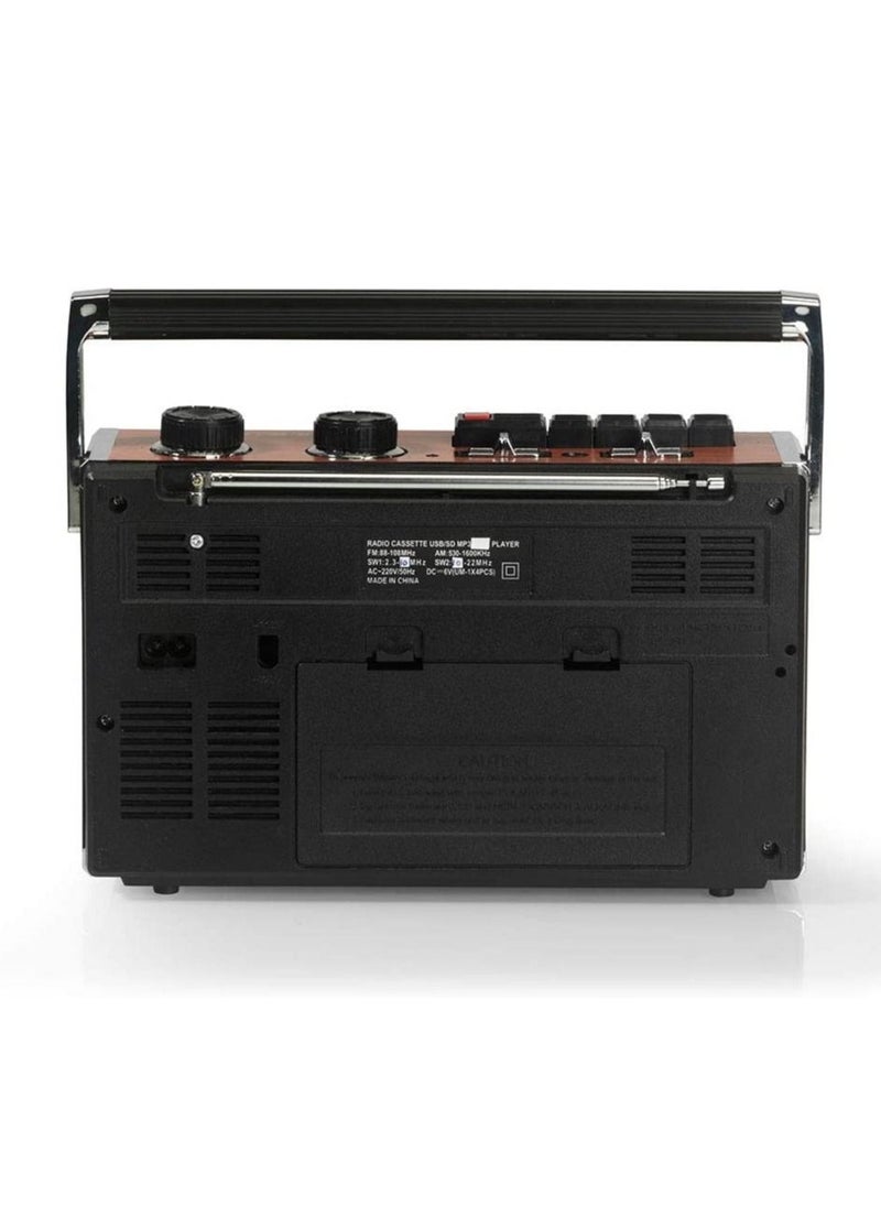 Ricatech PR85 Portable 80s Style Radio with Cassette Player and Recorder USB and SD Card Slots Built In Microphone Auto Stop Function 3.5mm Headphone Jack and Built In Speaker 1x8 Watts