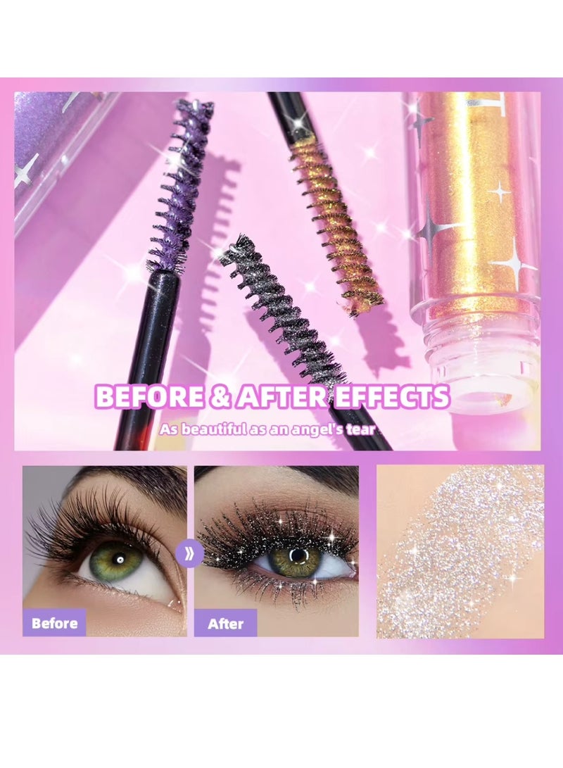 QiBest ماسكارا لامعة لعينيك المتلألئتين - ماسكارا ملونة لامعة للرموش مع لمسات من الجليتر اللامع - ماسكارا لتكثيف وطول الرموش - ماسكارا بنفسجية 03 - Image 2
