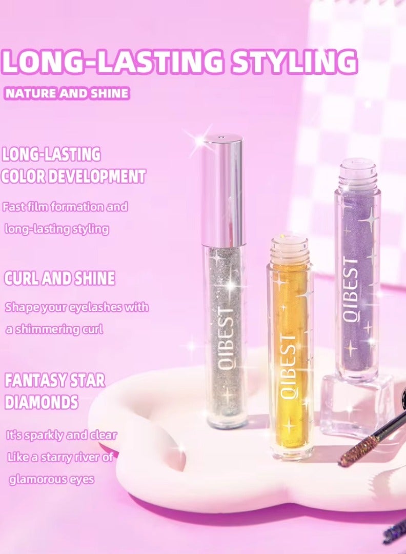 QiBest ماسكارا لامعة لعينيك المتلألئتين - ماسكارا ملونة لامعة للرموش مع لمسات من الجليتر اللامع - ماسكارا لتكثيف وطول الرموش - ماسكارا بنفسجية 03 - Image 3