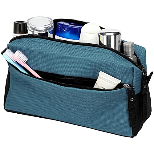 BuyAgain Toiletry Bag, Toiletry Travel Bathroom Bag Waterproof Cosmetic Make up Pouch Dopp Kit For Men or Women, Silver Blue - Image 2