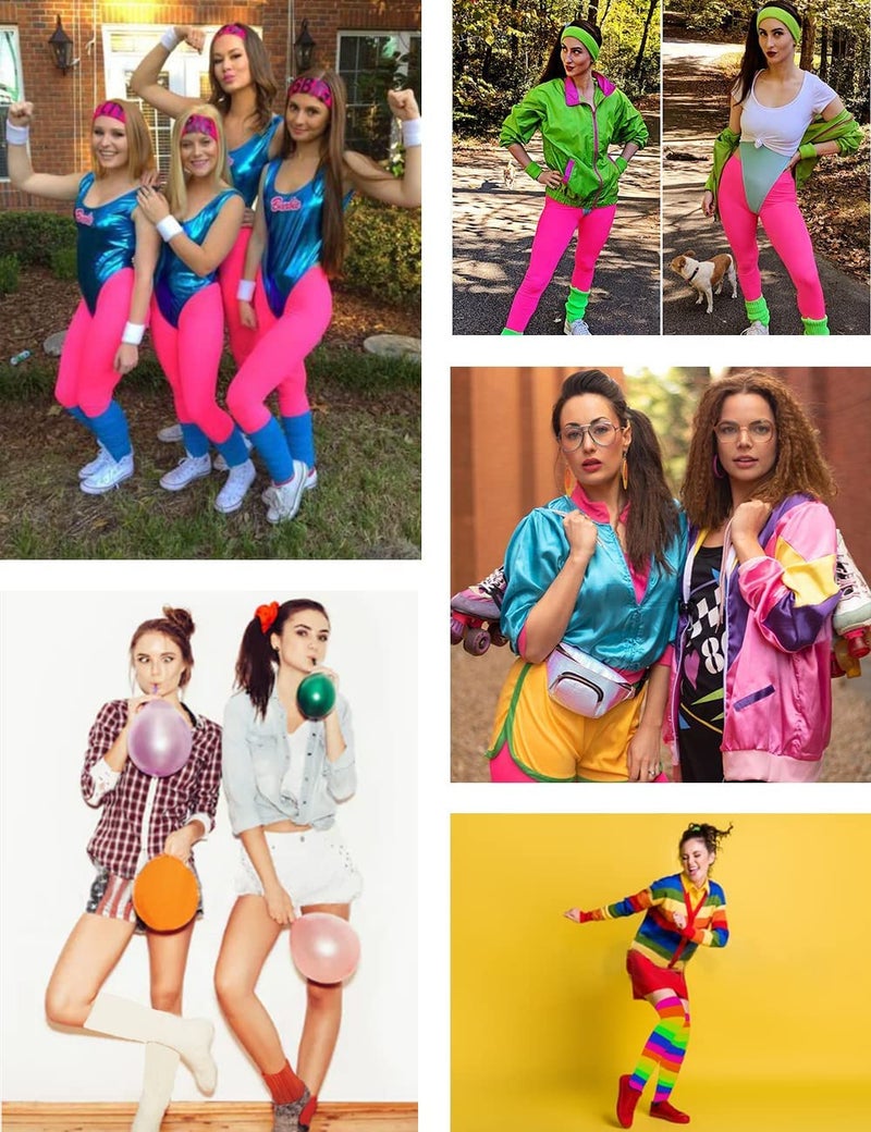 v28 Womenâ€™s Neon Knit Leg Warmer for 80s Party Dance Sports Yoga (61-Bripurple) - Image 5