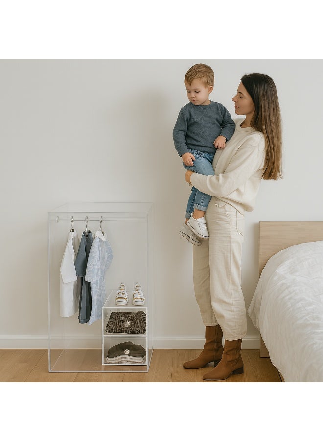 Lamsit Ibdaa Acrylic Baby Cupboard – 60x80x80 cm – Transparent Nursery Storage Organizer – Clear Minimal Design for Baby Essentials – Durable, Easy to Clean, and Safe Acrylic Construction - Image 2