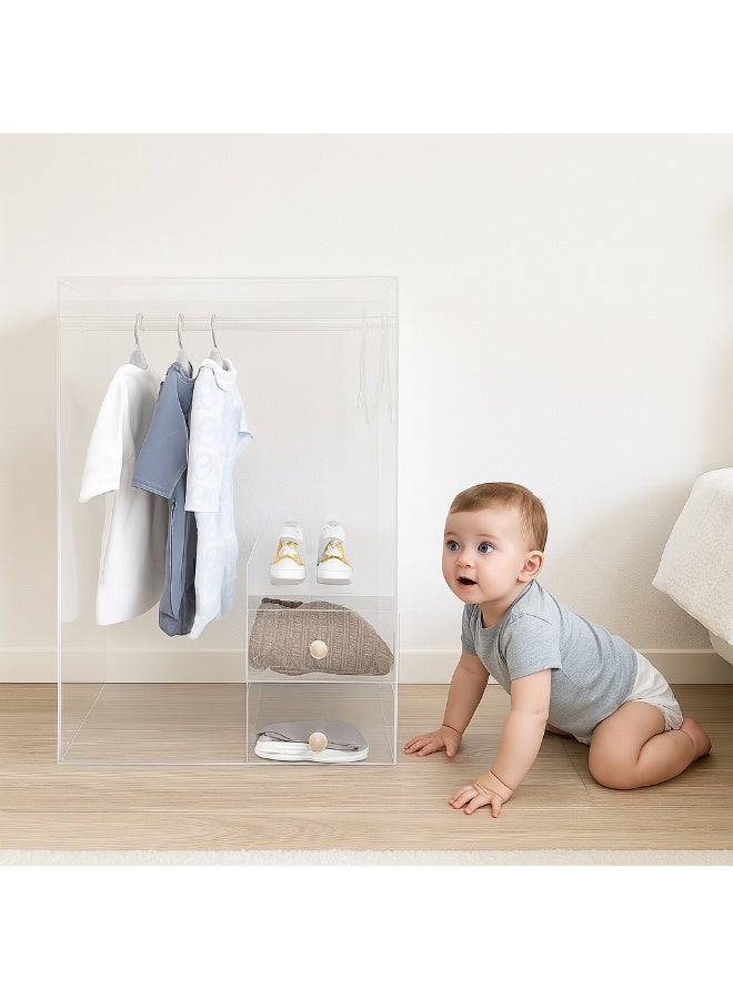 Lamsit Ibdaa Acrylic Baby Cupboard – 60x80x80 cm – Transparent Nursery Storage Organizer – Clear Minimal Design for Baby Essentials – Durable, Easy to Clean, and Safe Acrylic Construction - Image 3