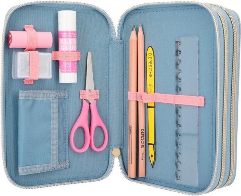 Top Model Miss Melody Triple Pencil Case Blue Horses  - Image 3