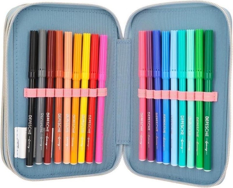 Top Model Miss Melody Triple Pencil Case Blue Horses  - Image 5