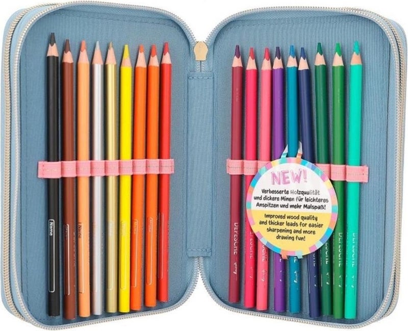 Top Model Miss Melody Triple Pencil Case Blue Horses  - Image 4
