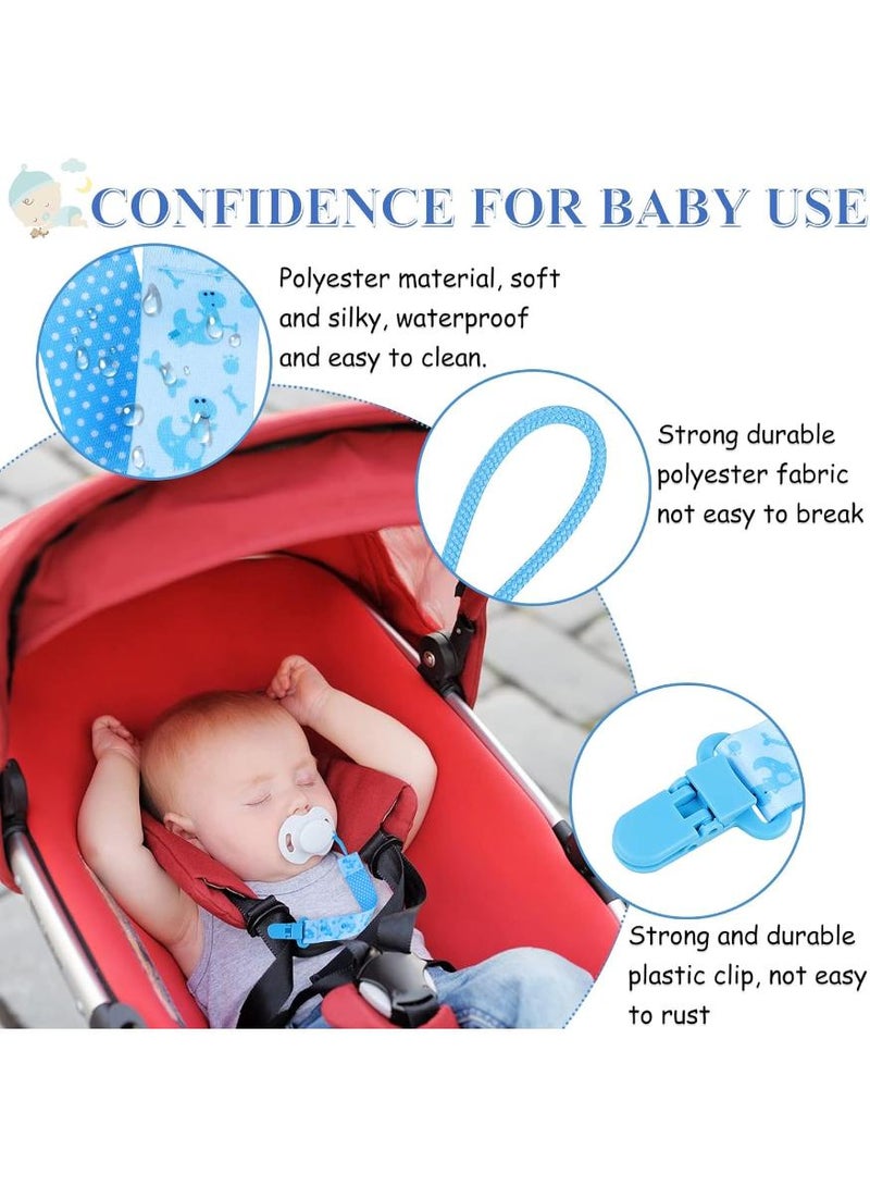 5 Pcs Dummy Pacifier Clips with 5 Silicone Adapters, PP Material Soother Holder Straps for Boys, Chain Clips for Baby Teething and Baby Shower (Blue) - view 3