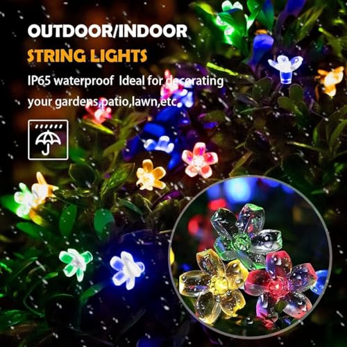 CBK 75 Flower LED Fairy String Solar Silicon Flower 10 Meter Waterproof 8 Mode Outdoor/Indoor Waterproof Solar Powered Led String Light, Decorations for Garden Yard Balcony (Multicolor) - Image 5