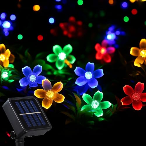 CBK 75 Flower LED Fairy String Solar Silicon Flower 10 Meter Waterproof 8 Mode Outdoor/Indoor Waterproof Solar Powered Led String Light, Decorations for Garden Yard Balcony (Multicolor) - Image 1