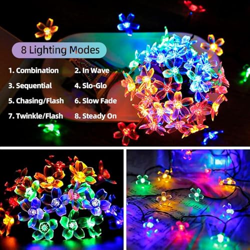 CBK 75 Flower LED Fairy String Solar Silicon Flower 10 Meter Waterproof 8 Mode Outdoor/Indoor Waterproof Solar Powered Led String Light, Decorations for Garden Yard Balcony (Multicolor) - Image 4